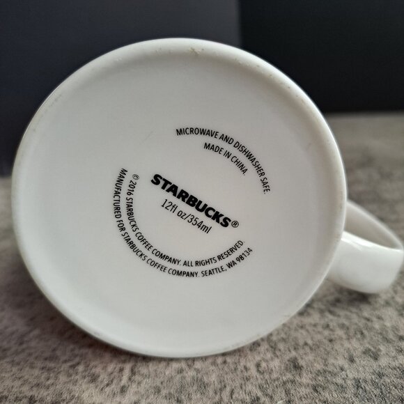 Starbucks Red Triangle Trees Mug - 2016 Starbucks Holiday Coffee Cup 12 fl oz - Picture 6 of 7